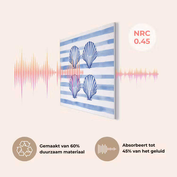 Vier schelpen - Blauw - Wit - Strepen PET vilt klein -USP_NL