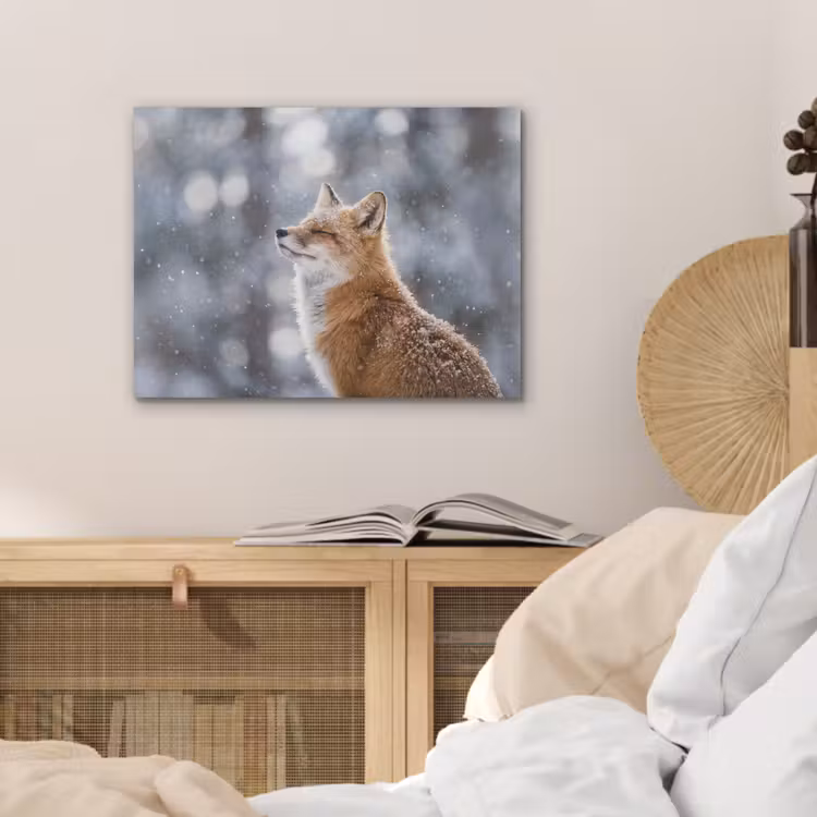 Vos - Sneeuwval - Portret - Winter - Sfeervol PET vilt klein -sfeer3