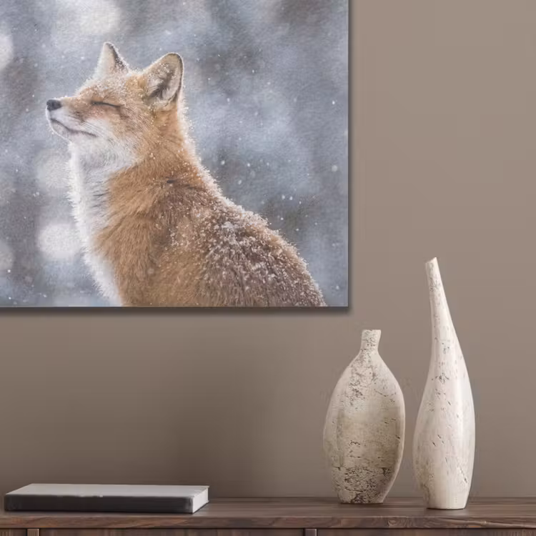Vos - Sneeuwval - Portret - Winter - Sfeervol PET vilt klein -sfeer6_closeup