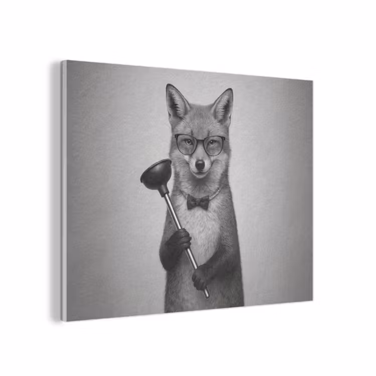Vos - WC-ontstopper - Zwart - Wit PET vilt klein -3d