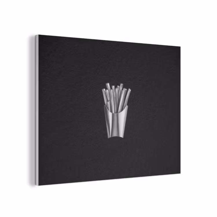 Frietjes - Futuristisch - Zilver PET vilt klein -3d