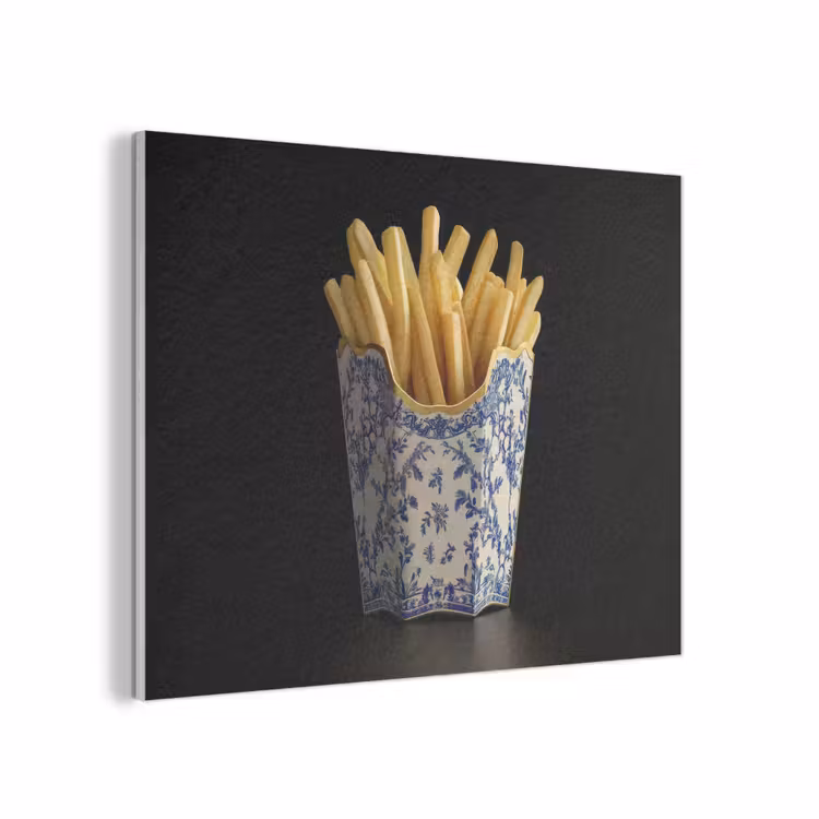 Friet - Porselein - Delfts blauw - Eten PET vilt klein -3d