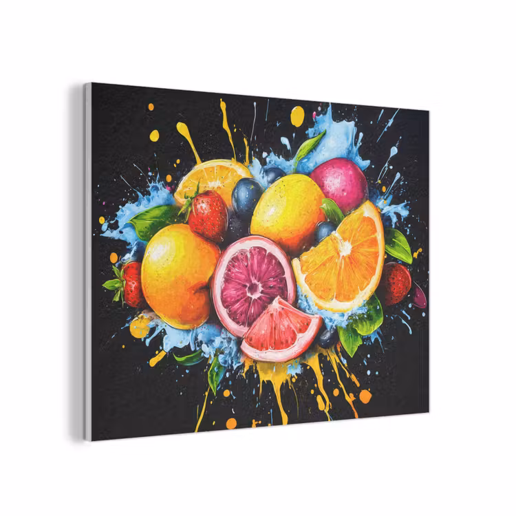 Fruit - Graffiti - Kleurrijk - Sinaasappel - Aardbei - Abstract PET vilt klein -3d