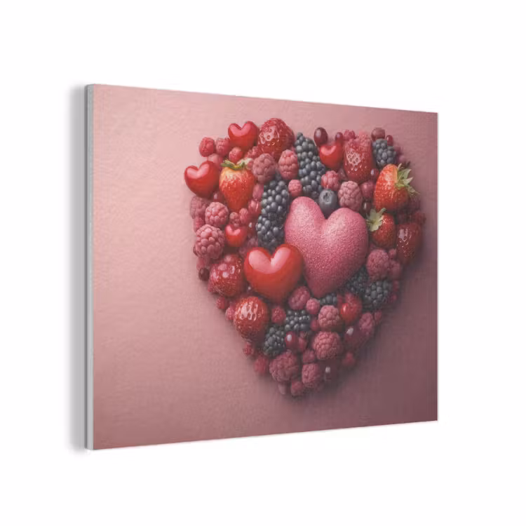 Fruit - Hartjes - Aardbeien - Frambozen - Bosbessen PET vilt klein -3d