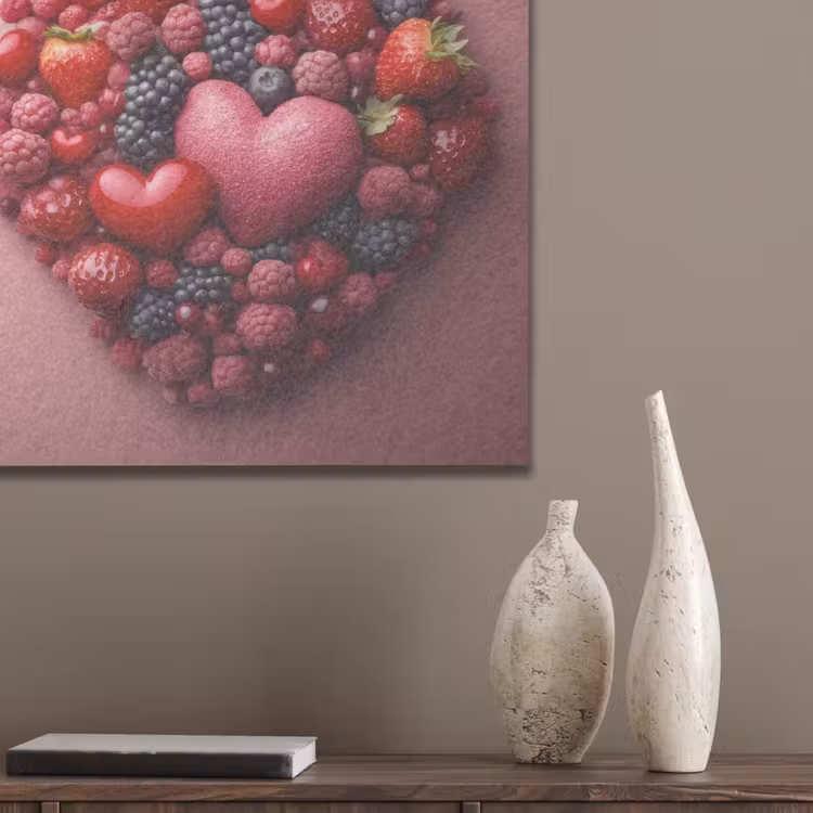 Fruit - Hartjes - Aardbeien - Frambozen - Bosbessen PET vilt klein -sfeer6_closeup