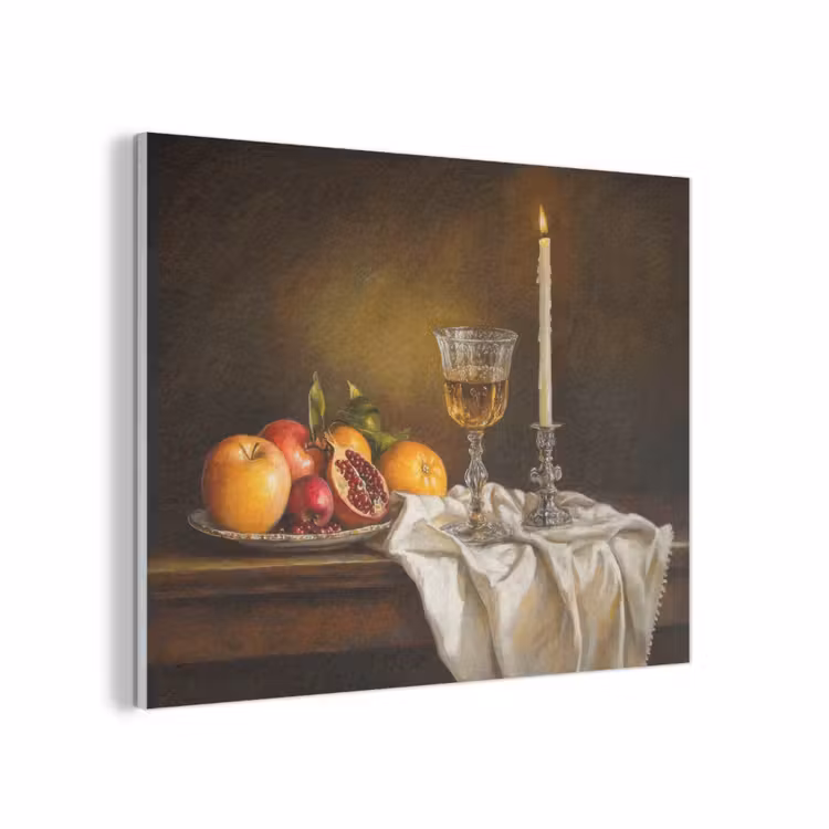 Fruit -  Stilleven - Wijn - Kaars PET vilt klein -3d
