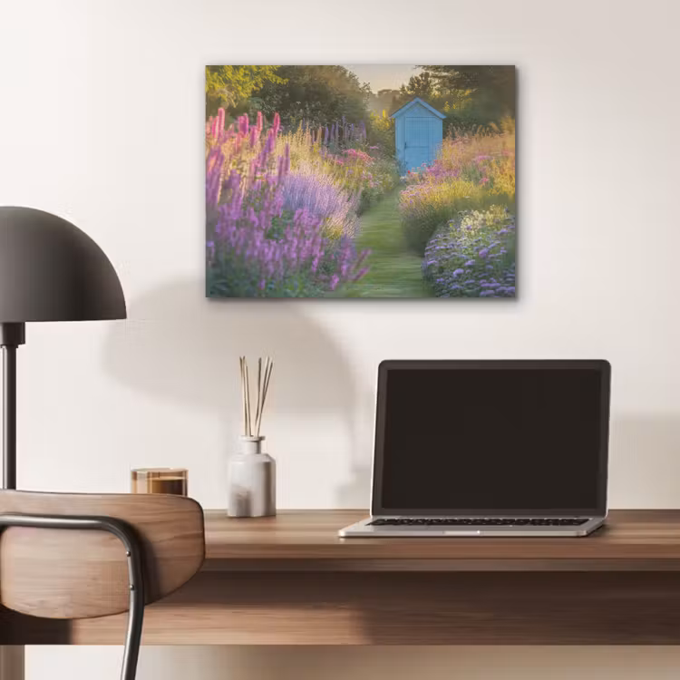 Tuinhuisje - Blauw - Bloemen PET vilt klein -sfeer5