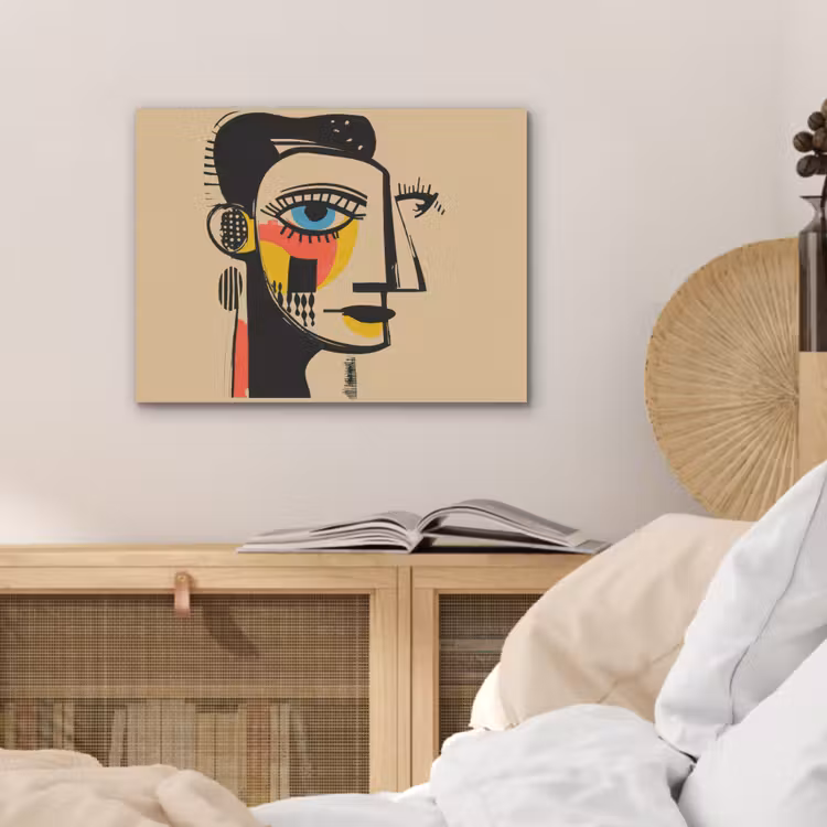 Geometrisch - Felle kleuren - Kubistische stijl PET vilt klein -sfeer3