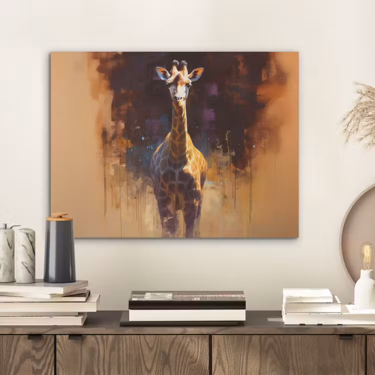 Giraf - Bruin - Abstract - Geschilderd PET vilt klein -sfeer1