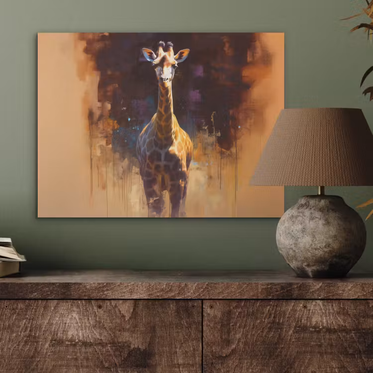Giraf - Bruin - Abstract - Geschilderd PET vilt klein -sfeer2