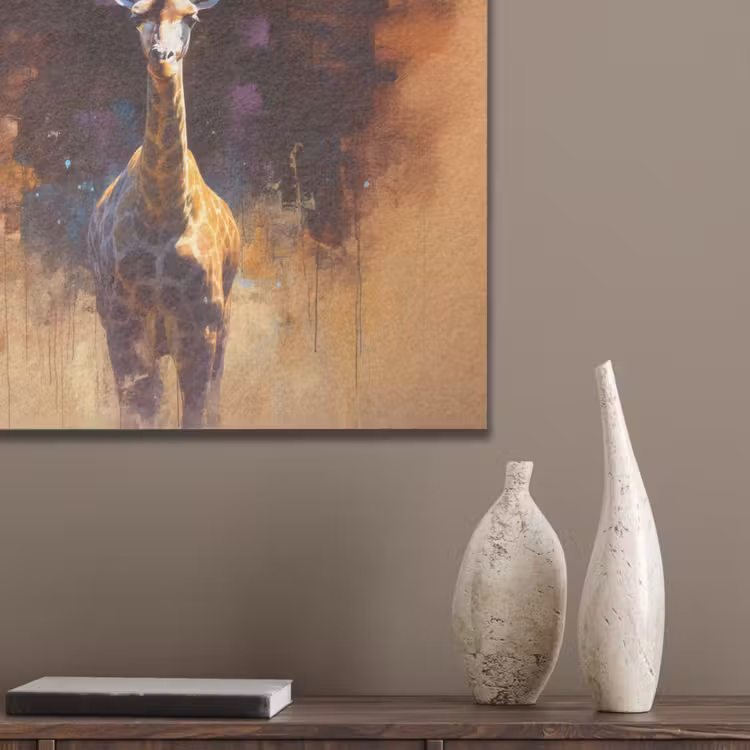 Giraf - Bruin - Abstract - Geschilderd PET vilt klein -sfeer6_closeup