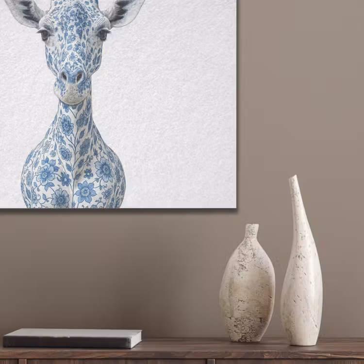 Giraffe - Delfts blauw - Dieren - Minimalistisch PET vilt klein -sfeer6_closeup