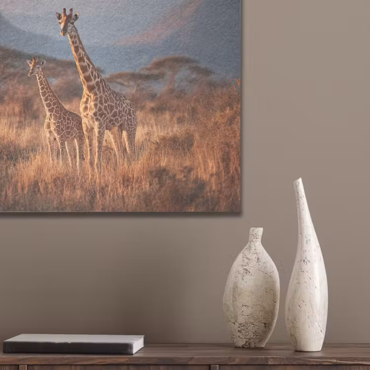 Giraffen - Hoog gras - Acaciabomen PET vilt klein -sfeer6_closeup
