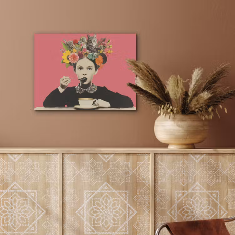 Meisje - Kopje - Bloemen - Roze PET vilt klein -sfeer4