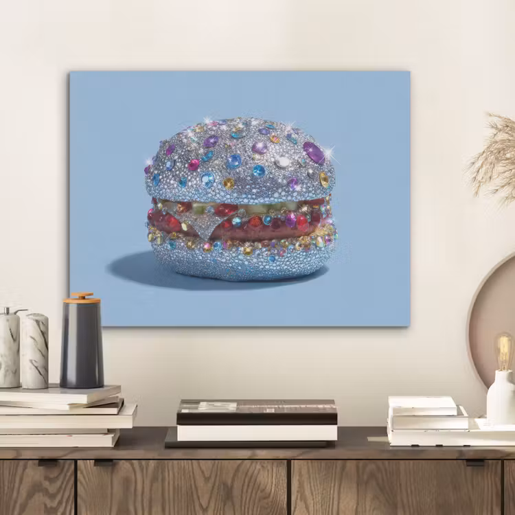 Glitters - Hamburger - Blauw PET vilt klein -sfeer1
