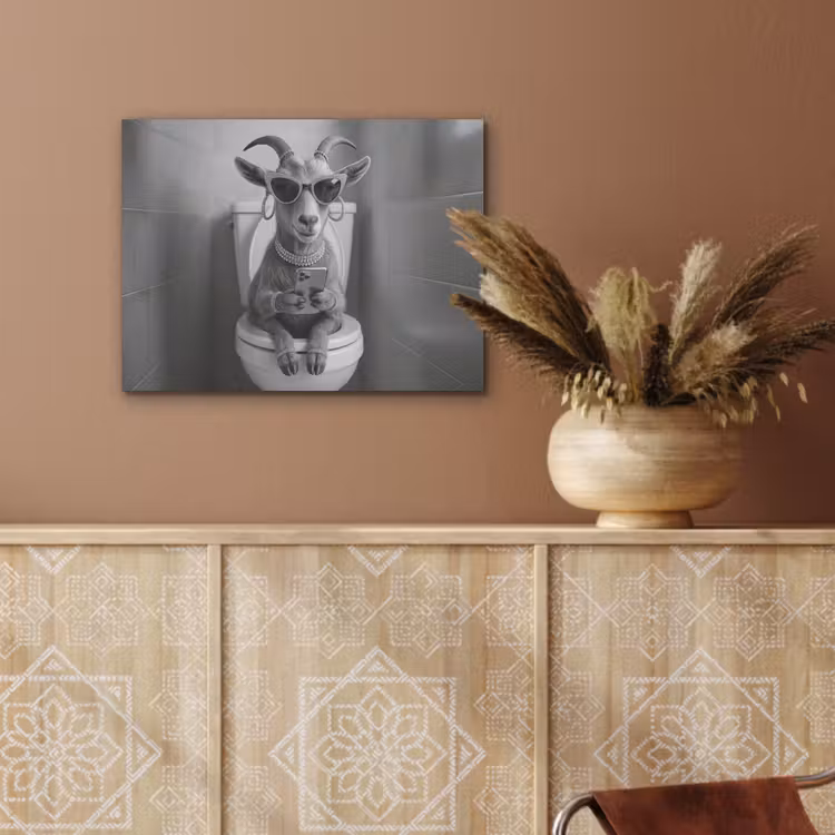 Geit - Telefoon - Toilet - Zwart - Wit PET vilt klein -sfeer4