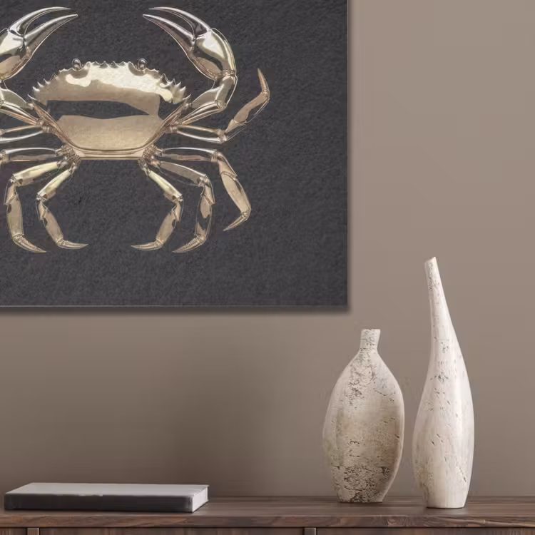 Goud - Krab - Dieren - Zwart PET vilt klein -sfeer6_closeup