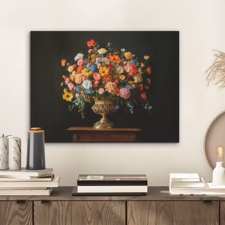 Goud - Bloemen - Kleuren - Vaas PET vilt klein -sfeer1