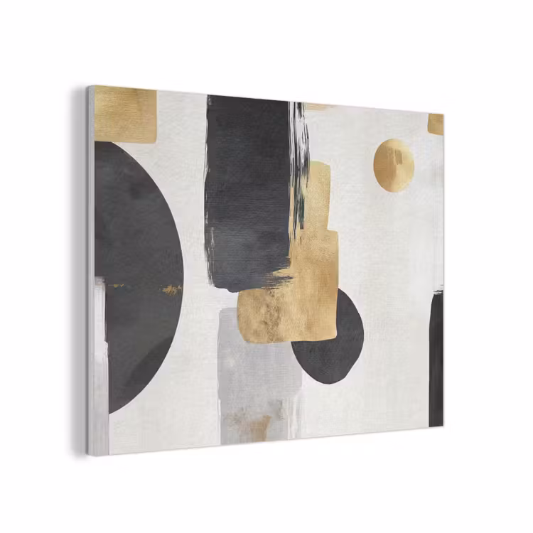 Goud - Rechthoeken - Cirkels - Abstract PET vilt klein -3d
