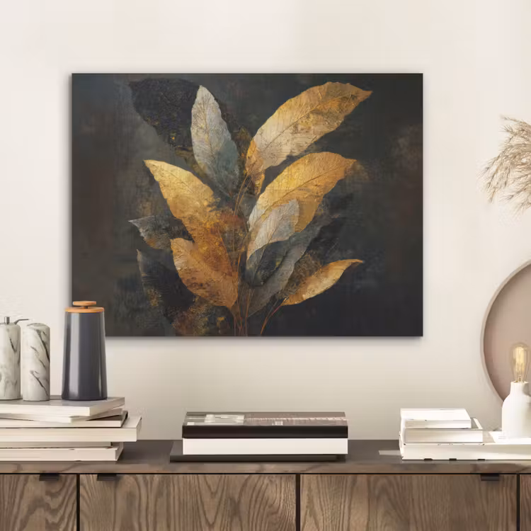 Gouden Bladcompositie – Botanische Luxe PET vilt klein -sfeer1