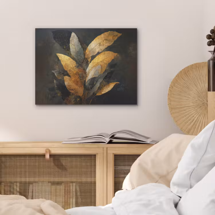 Gouden Bladcompositie – Botanische Luxe PET vilt klein -sfeer3