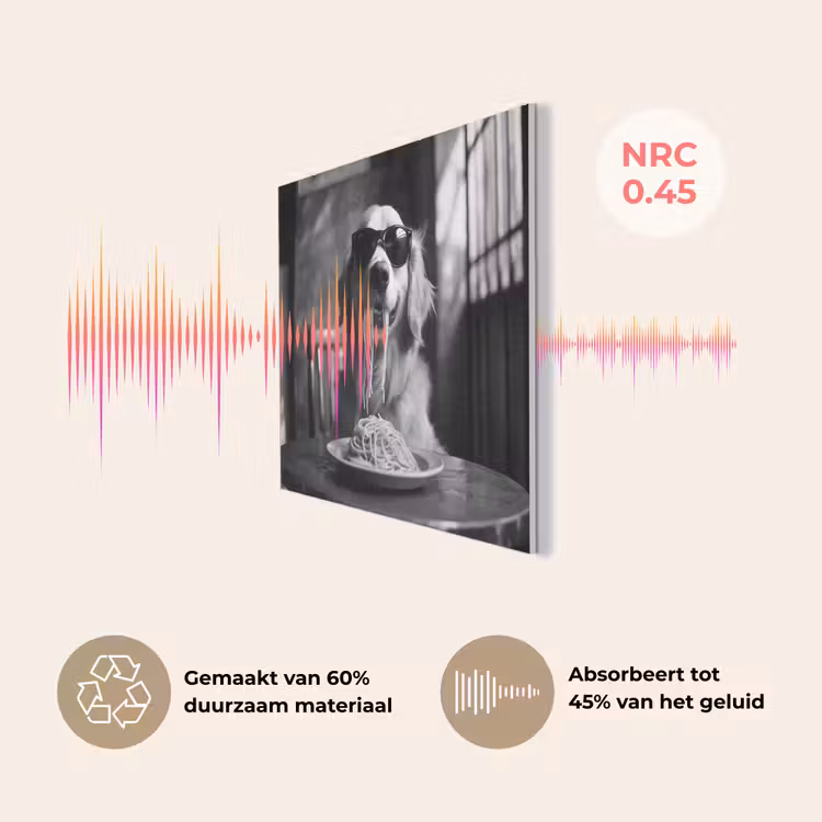 Golden Retriever - Hond - Vrolijk - Bord spaghetti - Zwart - wit PET vilt klein -USP_NL