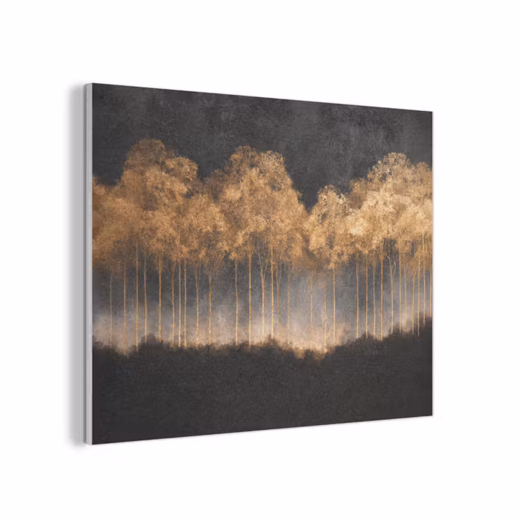 Gouden Bomen in Mistig Landschap PET vilt klein -3d
