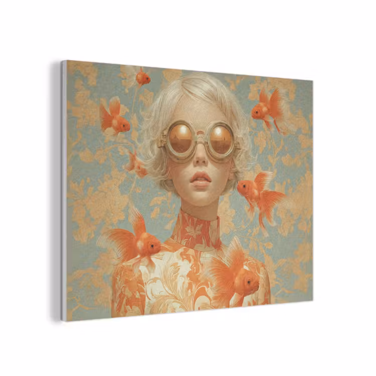 Goudvissen - Oranje - Vrouw - Blond PET vilt klein -3d