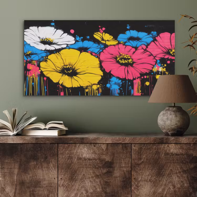 Graffiti - Bloemen - Kleur PET vilt middel -sfeer2