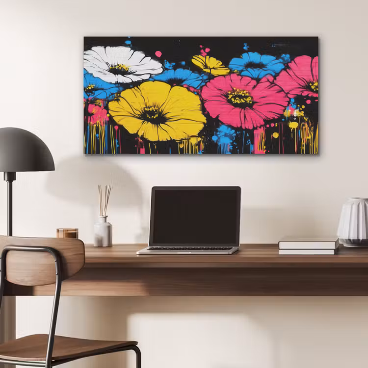 Graffiti - Bloemen - Kleur PET vilt middel -sfeer5