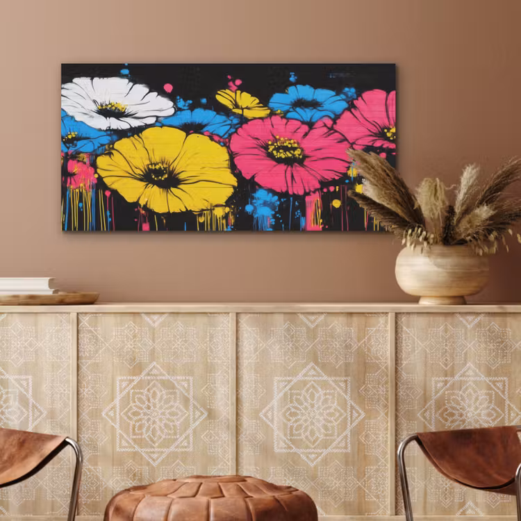 Graffiti - Bloemen - Kleur PET vilt middel -sfeer4