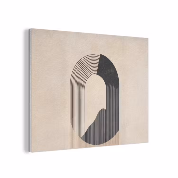 Grafisch gebogen motief - Beige PET vilt klein -3d