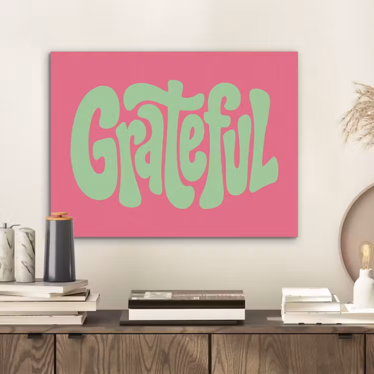 Grateful - Groen - Grafisch - Vloeiend PET vilt klein -sfeer1