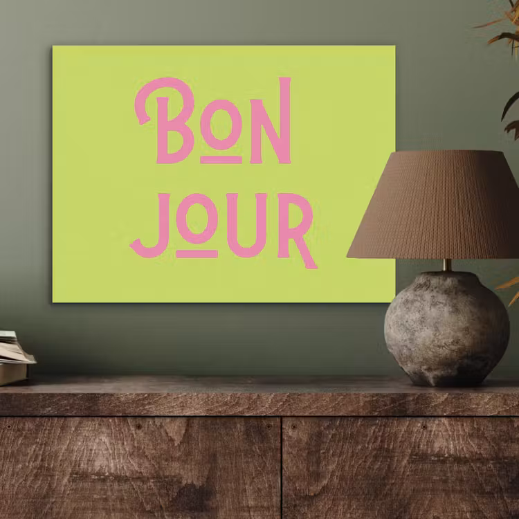 Groen - Roze bonjour - art-deco PET vilt klein -sfeer2