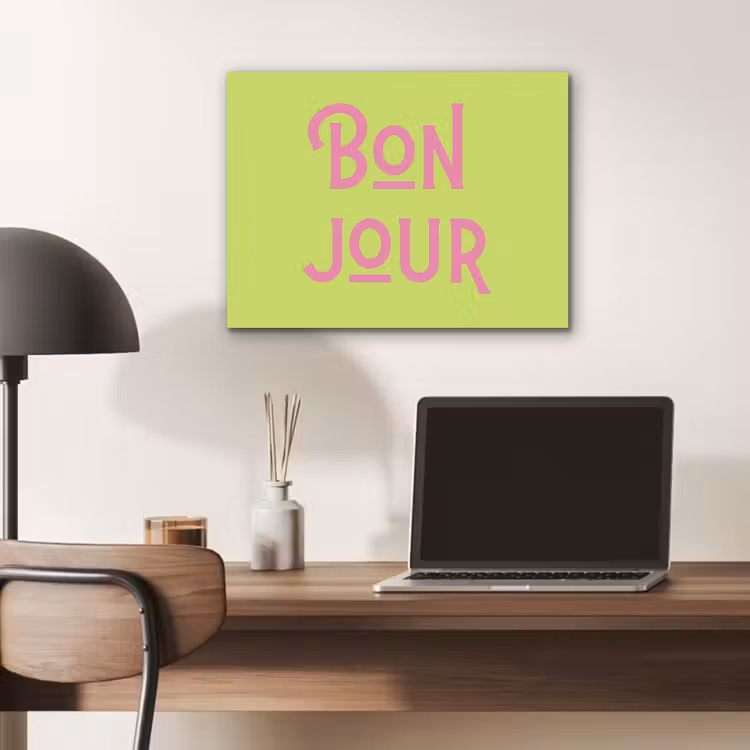Groen - Roze bonjour - art-deco PET vilt klein -sfeer5