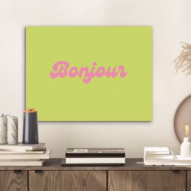 Groen - Roze bonjour - Retro PET vilt klein -sfeer1