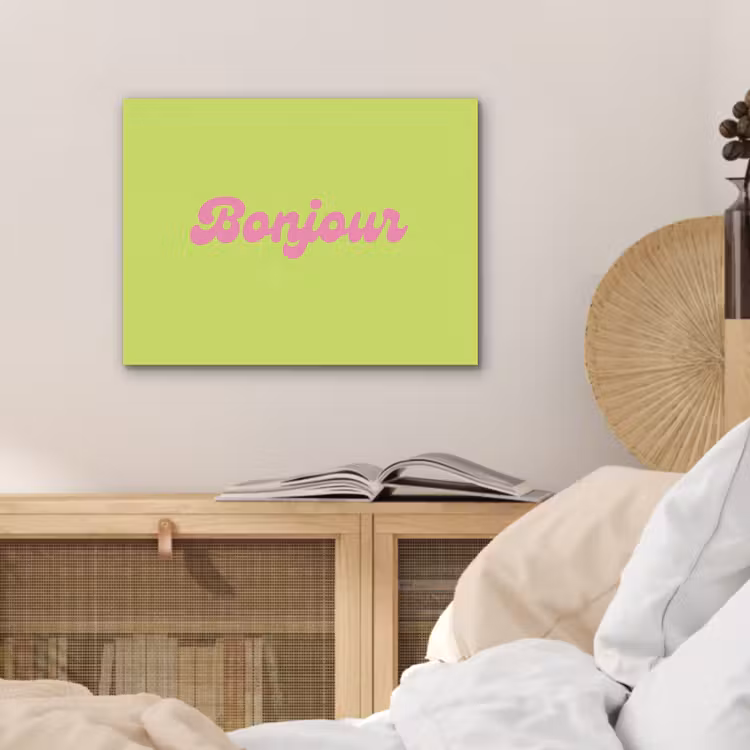 Groen - Roze bonjour - Retro PET vilt klein -sfeer3