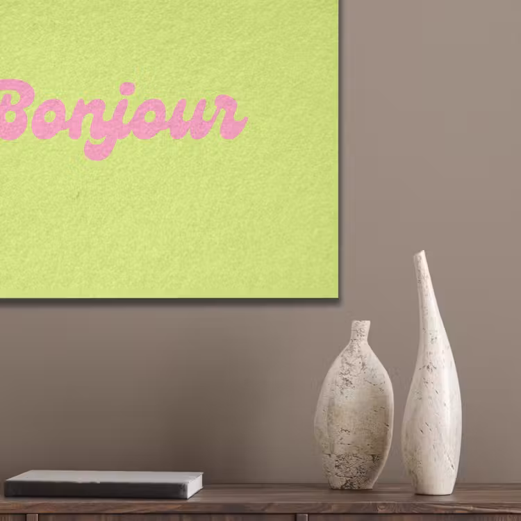 Groen - Roze bonjour - Retro PET vilt klein -sfeer6_closeup