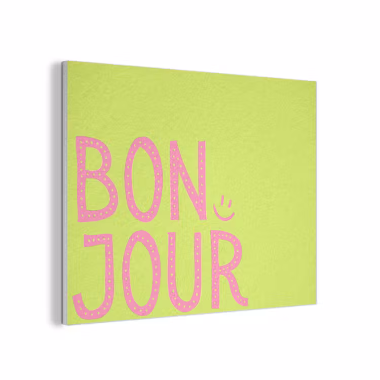 Groen - Smiley - Bonjour - Roze PET vilt klein -3d