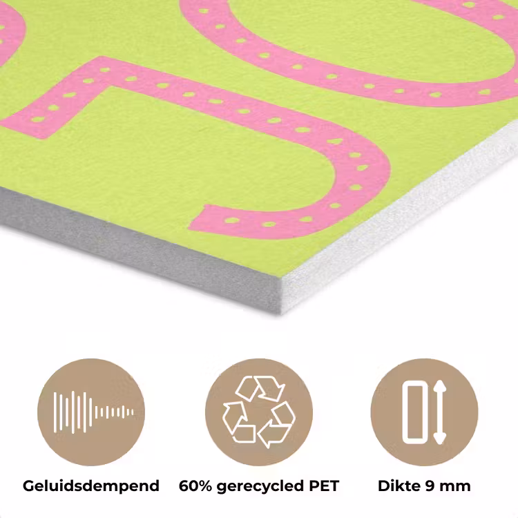 Groen - Smiley - Bonjour - Roze PET vilt klein -closeup_NL