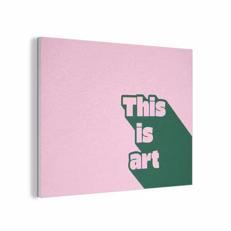 Groen - Teskt - This is art - Roze PET vilt klein -3d