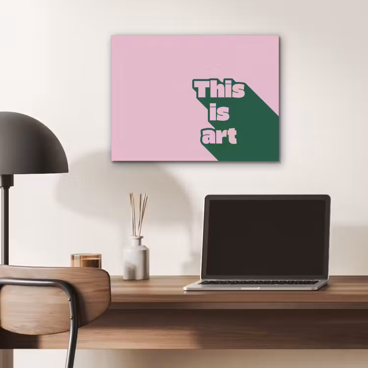 Groen - Teskt - This is art - Roze PET vilt klein -sfeer5