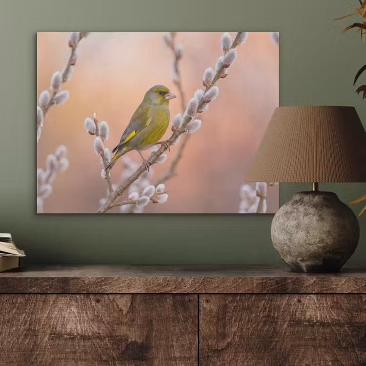 Groenling - Katjes - Lente - Natuur - Zacht PET vilt klein -sfeer2