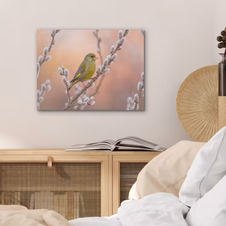 Groenling - Katjes - Lente - Natuur - Zacht PET vilt klein -sfeer3