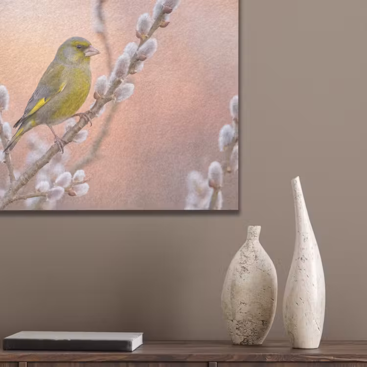 Groenling - Katjes - Lente - Natuur - Zacht PET vilt klein -sfeer6_closeup