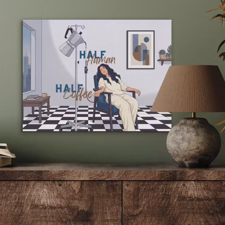 Half human, Half Coffee - Infuus - Koffie PET vilt klein -sfeer2