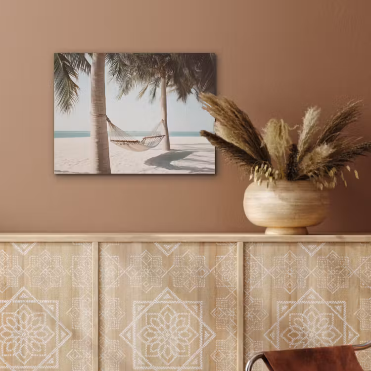 Hangmat - Palmbomen - Strand - Zee PET vilt klein -sfeer4