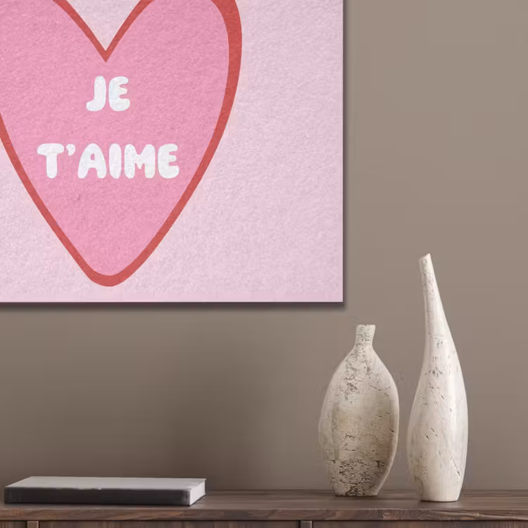 Hart - Frans - Valentijn - Roze PET vilt klein -sfeer6_closeup