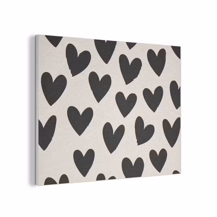 Hartjes - Zwart - Beige PET vilt klein -3d