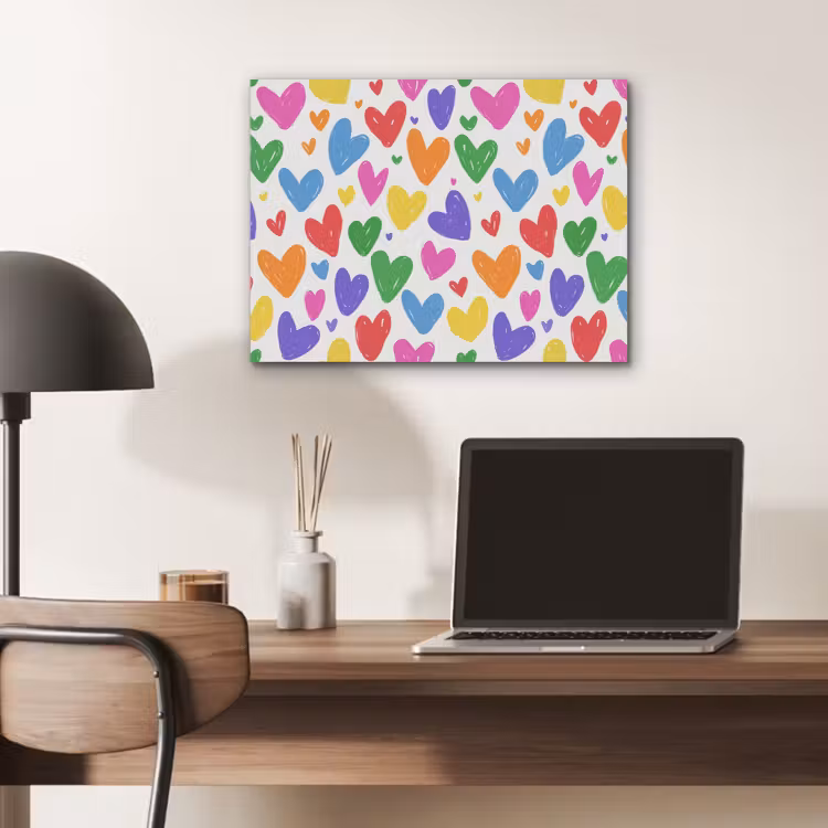 Hartjes - Krasserige textuur - Kleurrijk - Expressief PET vilt klein -sfeer5